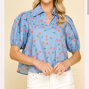 Sweet Cherry Pie Blouse NWT Quirky